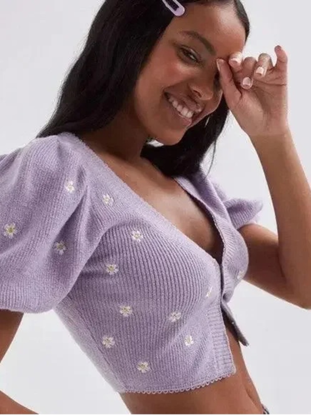 For Love And Lemons Daisy Cropped Sweater Top - Picture 3 of 6